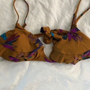 O’Neill Tan Floral Ruffle Georgina Bikini top